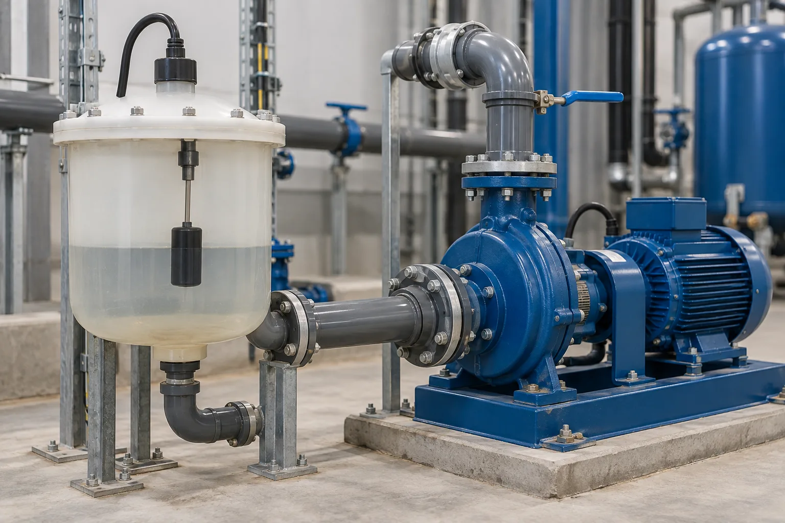 Bomba industrial com sensores para acompanhar condições de alimentação.